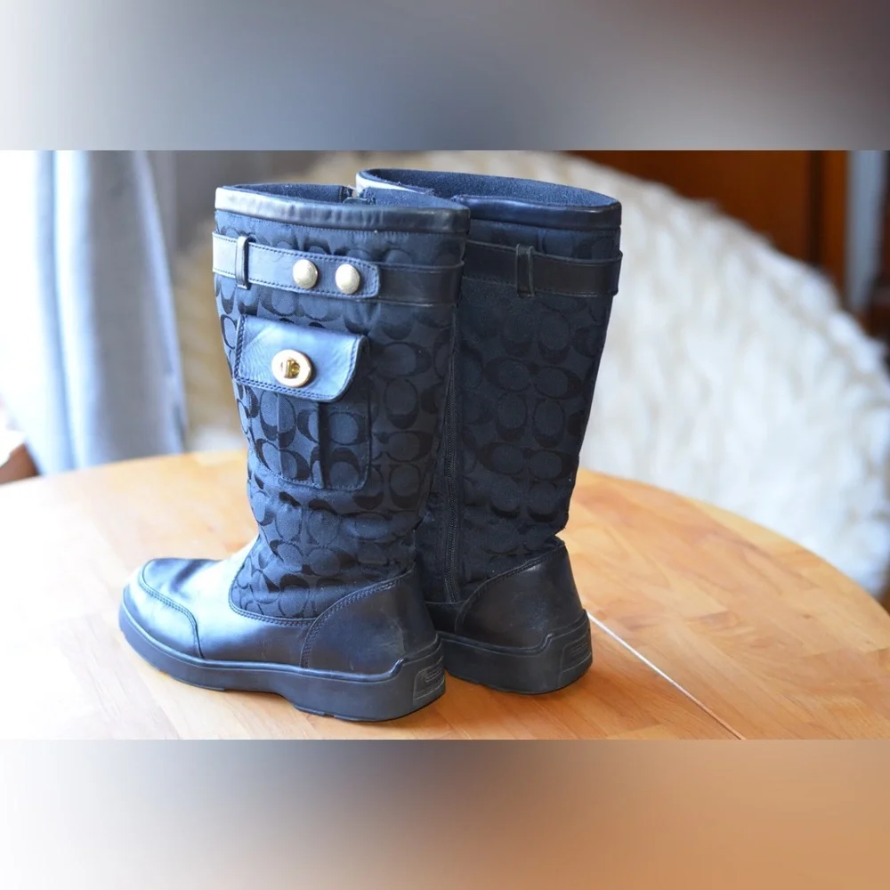 Coach Kayla Black Boot Women’s Size 8.5 Signature Print - Picture 2 of 16